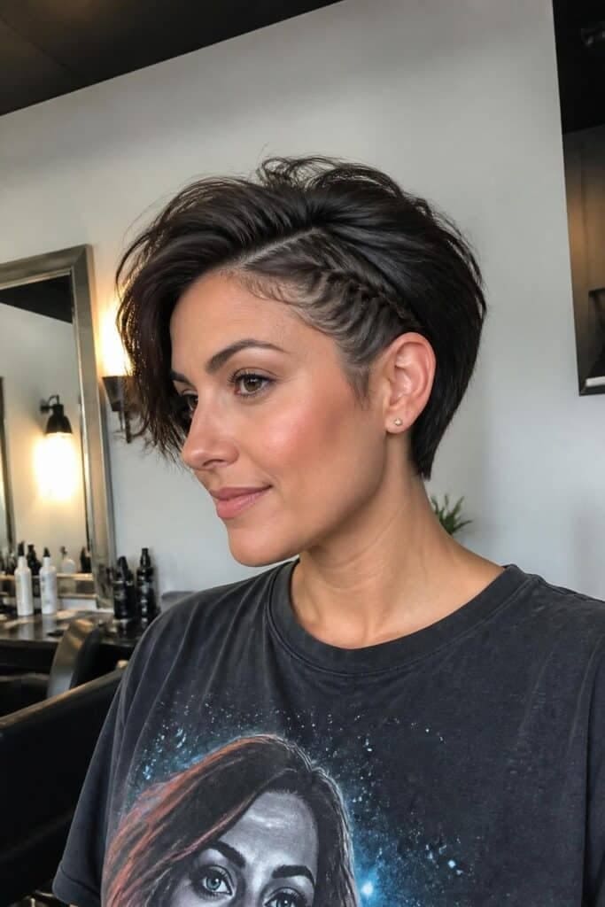 Long Pixie with Braided Accent