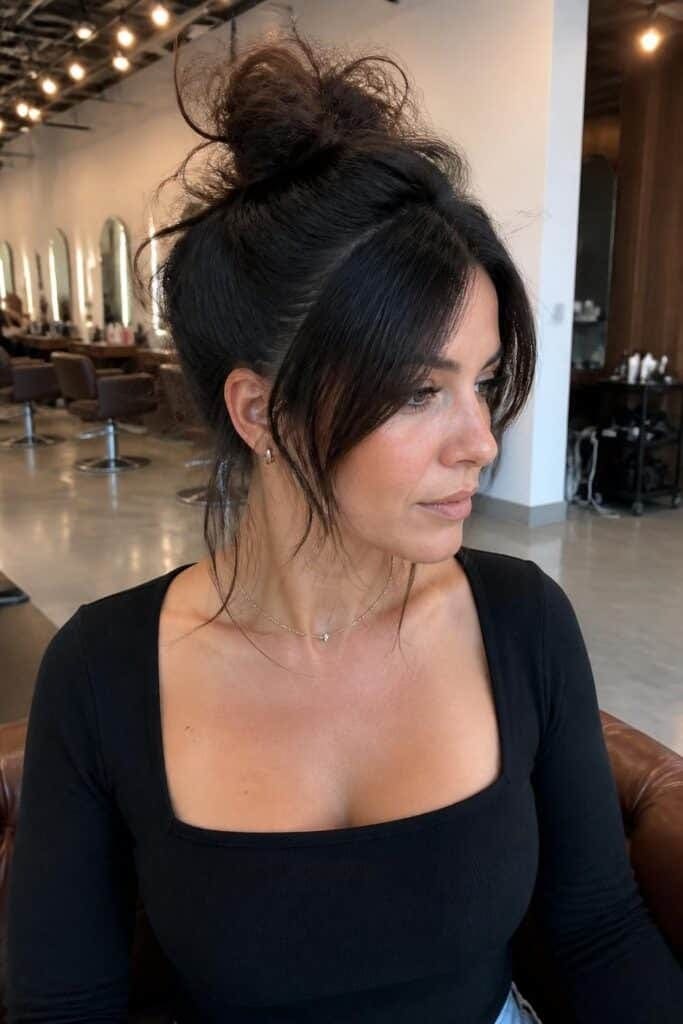 Long Pixie with Messy Top Knot