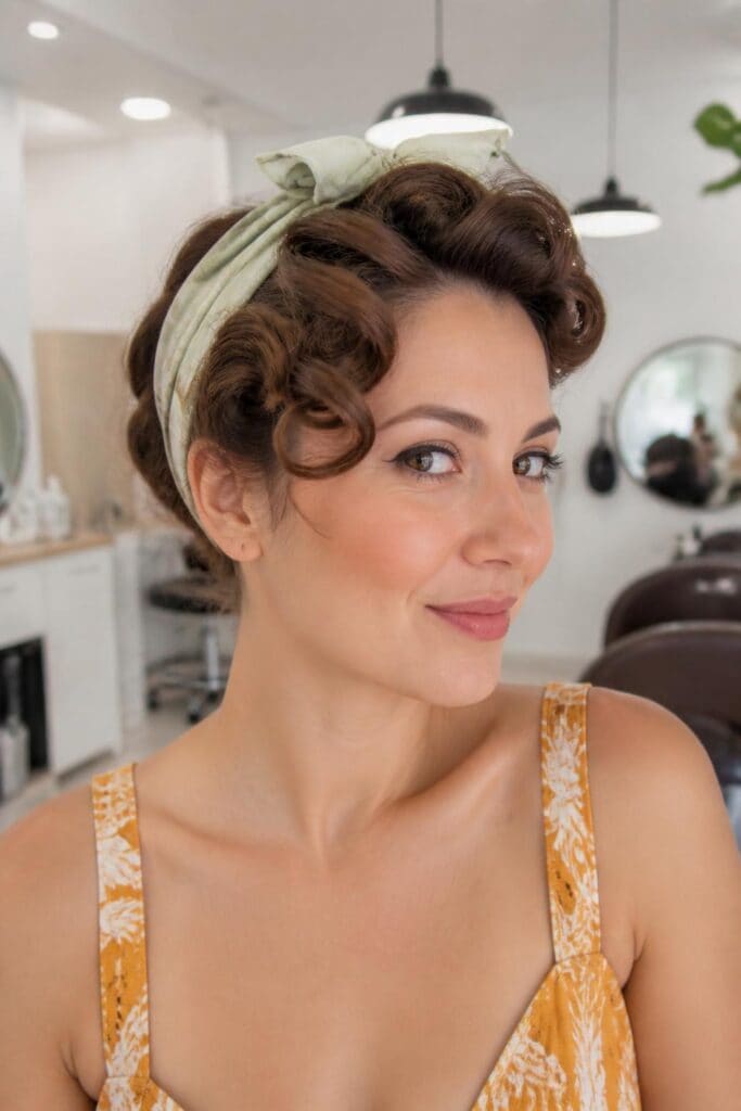 Pin Up Curls with Scarf