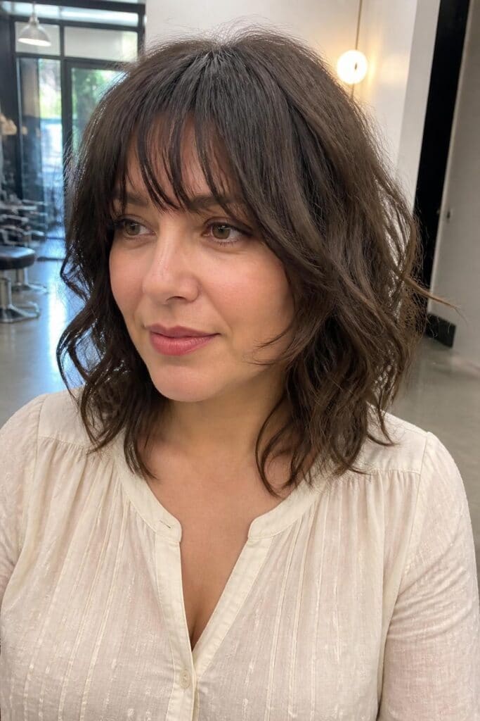Shoulder Length Shag with Wispy Bangs