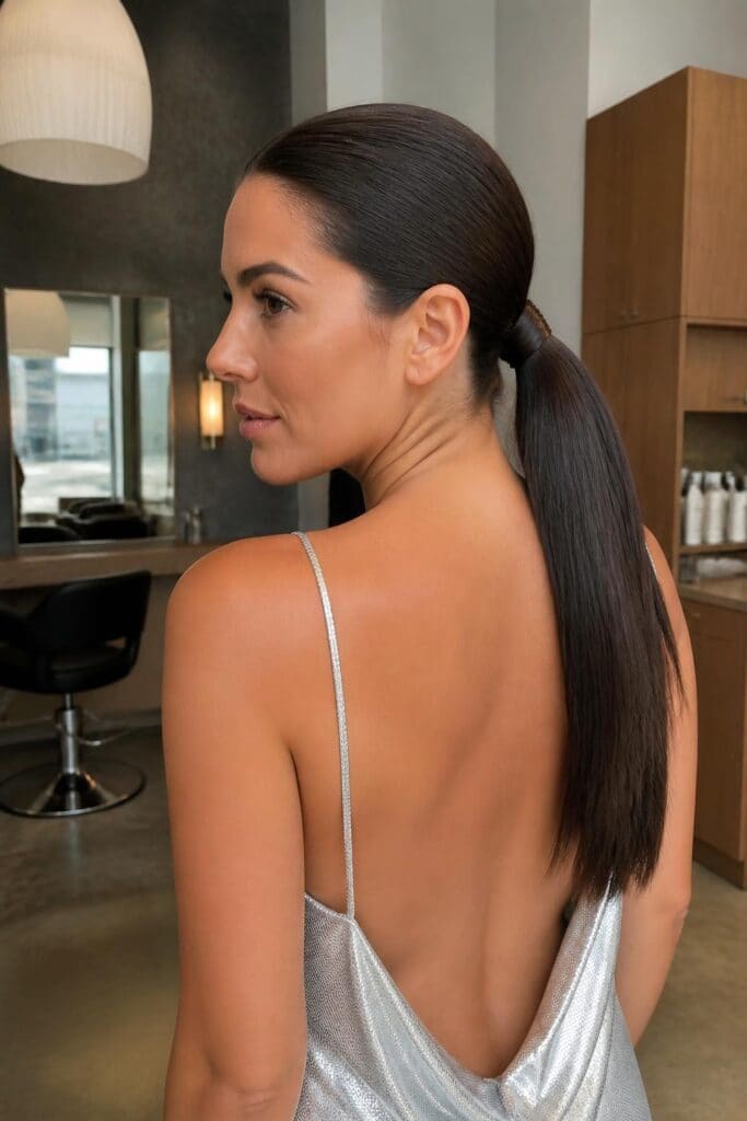 Sleek Low Pony with a Wrap