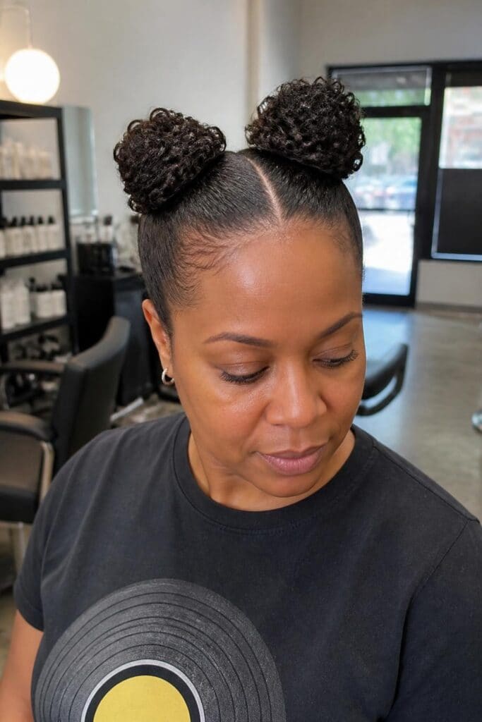 Space Buns for Playful Curls