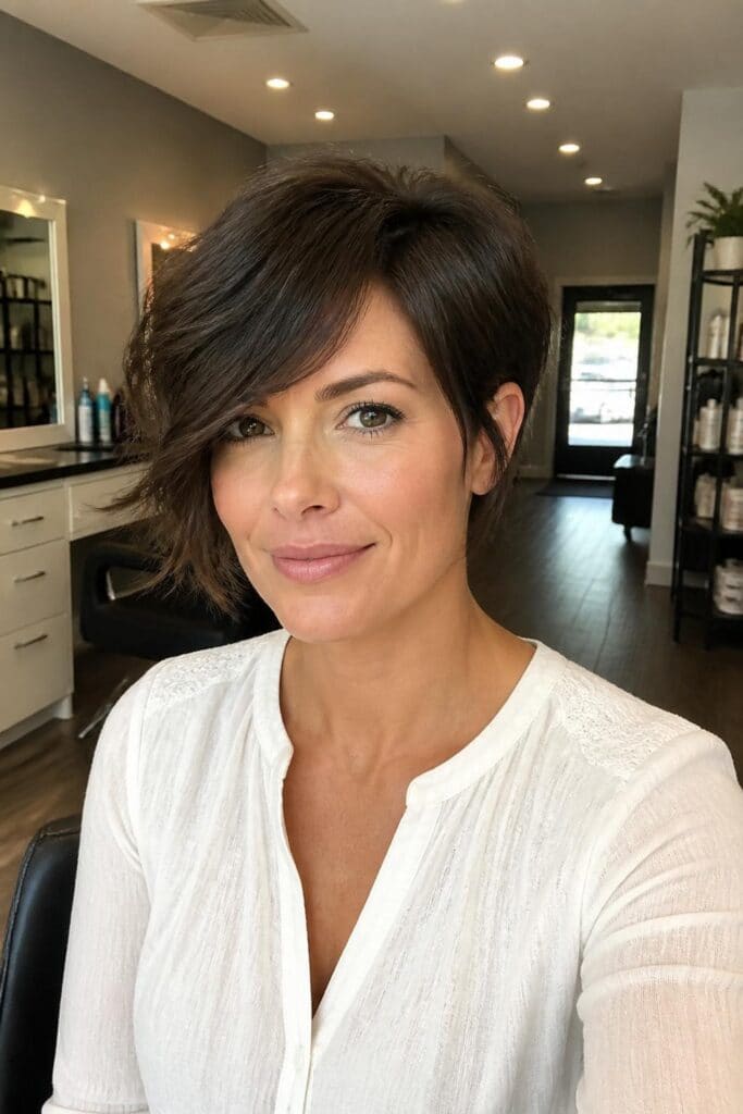 Textured Long Pixie with Side Swept Bangs
