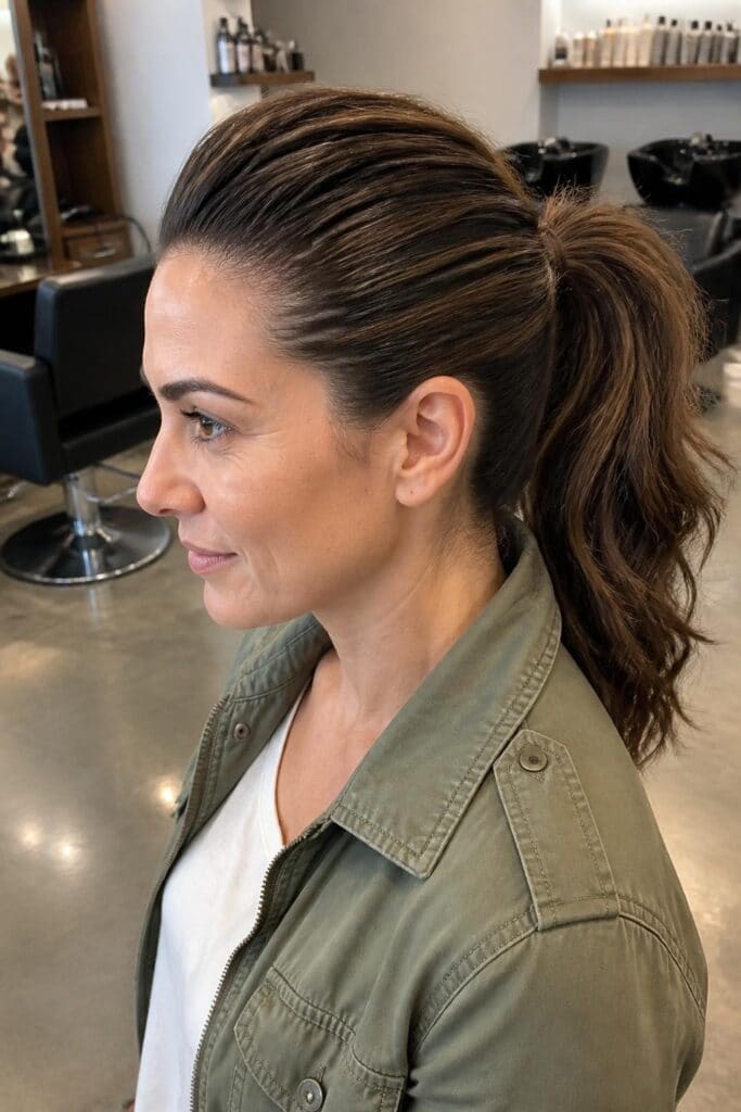 Textured Slick Back Ponytail